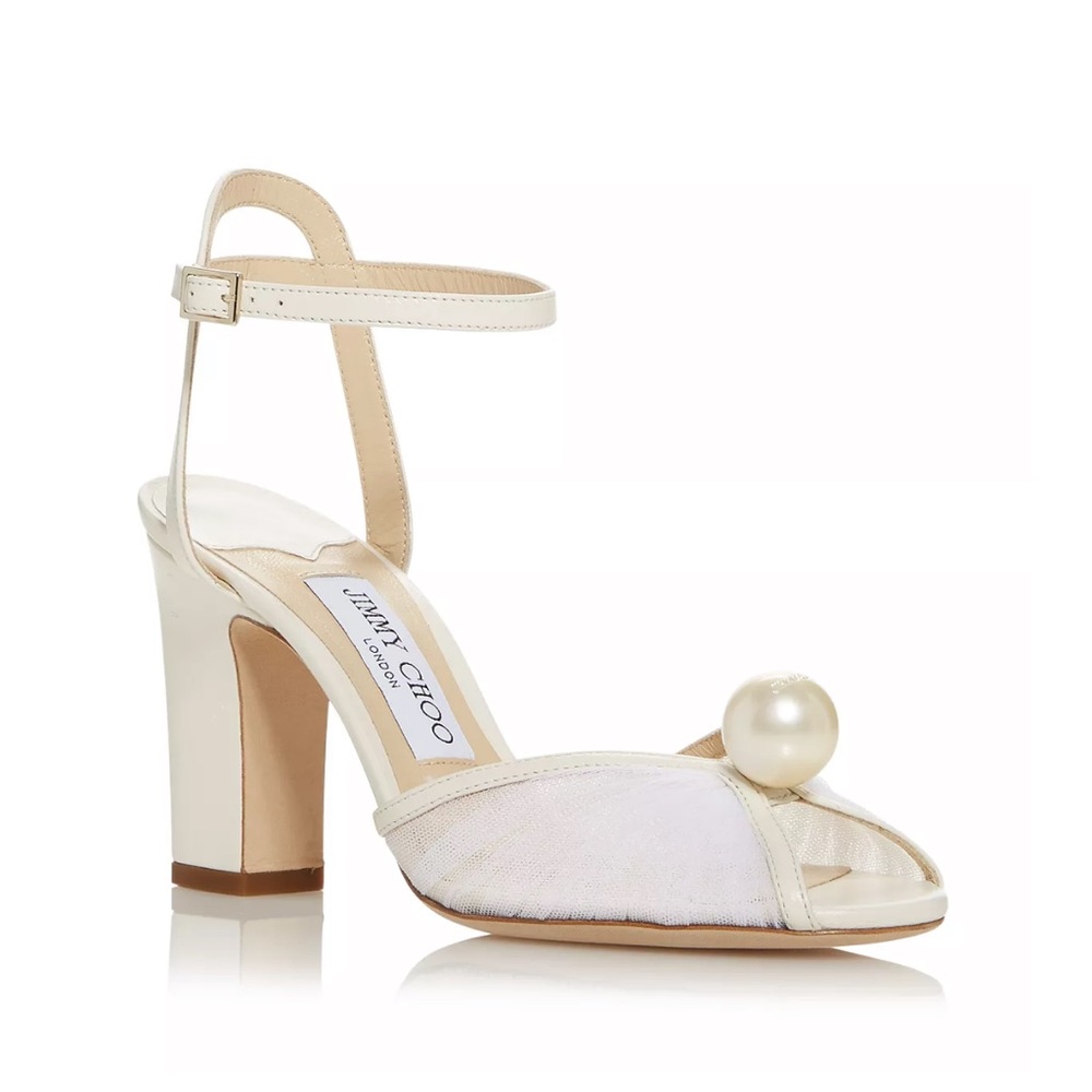 Jimmy Choo Shoes Sacaria 85mm Tulle Bridal Shoes Sandals Heels